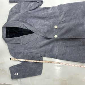 Zara Woman Grey Corduroy Double-Breasted Blazer