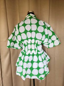 Chic Green Polka Dot peplum co-ord set