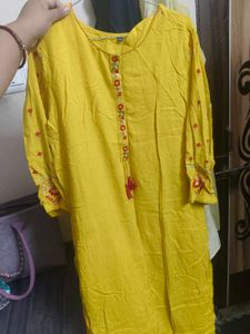 Bright Yellow Embroidered Kurta