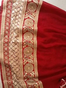 Red Embroidered ghagra with bandage odhna