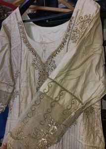 ( Sale) Zari Embroidered And Beaded Cotton Suit