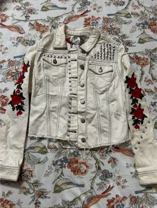 ONLY White Denim Jacket With Patch Work Embroidery
