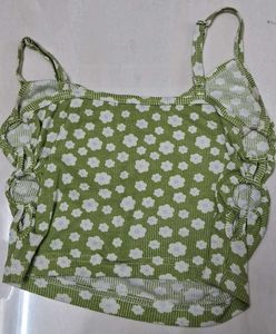 Floral Green Crop Top