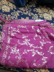 Elegant Pink Dress Material with Gold Print