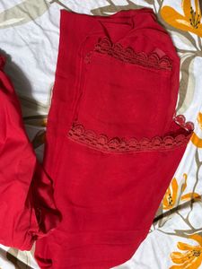 Stunning Red Sequined Kurta Set with Dupatta