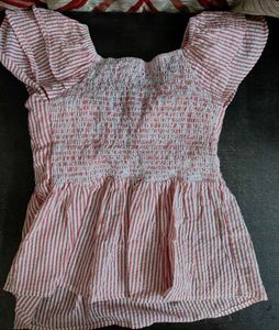 Padded babydoll striped top