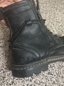 Men's Black Leather Lace-Up Boots