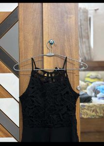 Elegant Black Lace Halter Dress