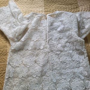 White Floral Lace Long Sleeve Top