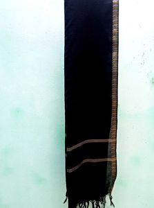Elegant Black Dupatta with Golden Border