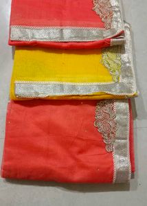 Coral Paisley Embroidered Sari