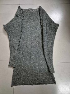 Gray Knit Off-Shoulder Mini Dress