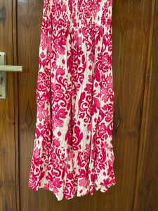 Chic Pink Floral Print Midi Dress