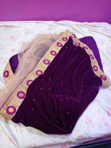 Embroidered Velvet Purple Lehenga Saare