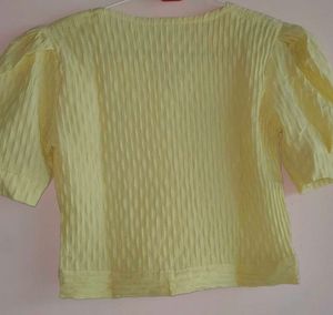 Yellow Puff Sleeve Blouse