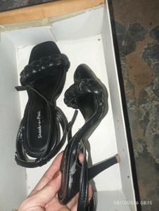 Stylish Black Braided Heeled Sandals
