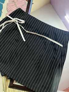 Chic Pinstripe Mini Skirt w shorts inside