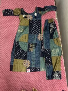 Bohemian Patchwork Kurta and Pants Set