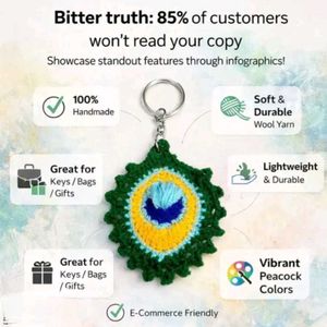 Crochet Peacock Feather Keychain