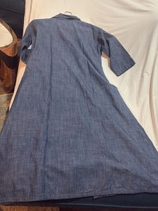 Denim Kurta with Floral Embroidery