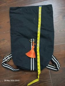 Stylish Black Backpack with Tassel