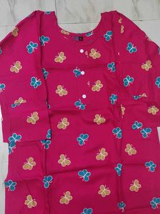 Pink Butterfly Print Kurta