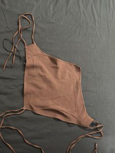 Brown One-Shoulder Top