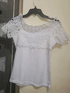 White Lace Off-Shoulder Top
