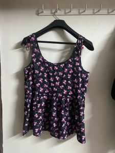Chic Floral Print Peplum Top