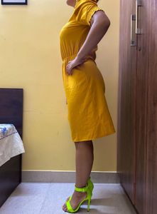 Stylish Yellow Puff Sleeve Dress