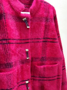 imported luxury berry plaid women's cardigan/jacke