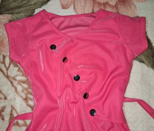 Vibrant Pink Button-Up Dress