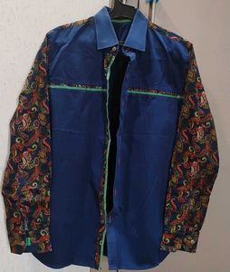 Stylish Blue Paisley Shirt (40")