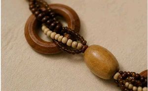 Handmade Boho Wooden Beaded Statement Necklace