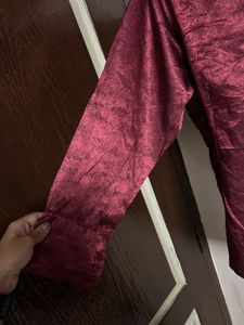 Elegant Maroon Brocade Blouse
