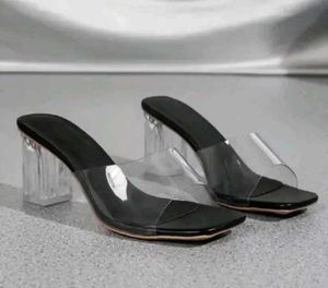 Transparent Block Heel Slides