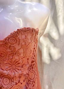 Stunning Coral Lace Strapless Dress