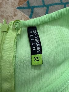 Neon Green Puff Sleeve Bodycon Dress