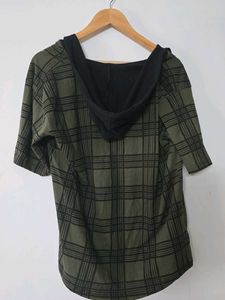 Green Plaid Hoodie Shirt 38 size