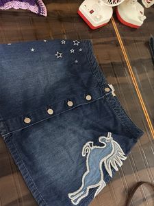Embellished Denim skirt