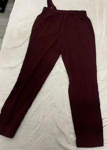 Maroon Casual Pants with Tie Belt
