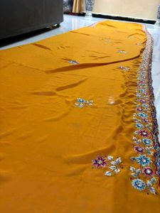 Designer Yellow Embroidered Saree