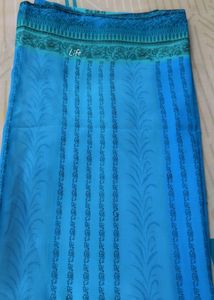 Blue Floral Print Saree