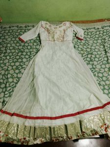 Elegant White Embroidered Anarkali Gown