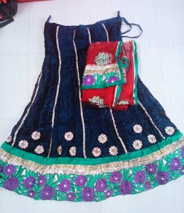 Ghagara With Blouse And Odani Contrast