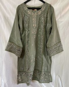 Pista-Green Embroidered Sharara Suit Set