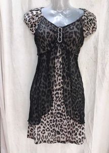 Leopard Print Sheer Overlay Dress
