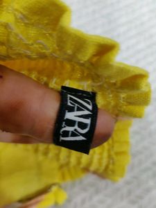 Zara Yellow Peplum Crop Top