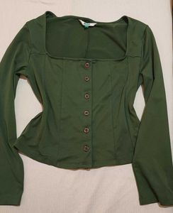 Chic Green Button-Up Top