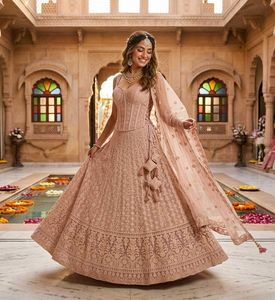 ✨ Peach Chikankari Lehenga & Duppata set ✨